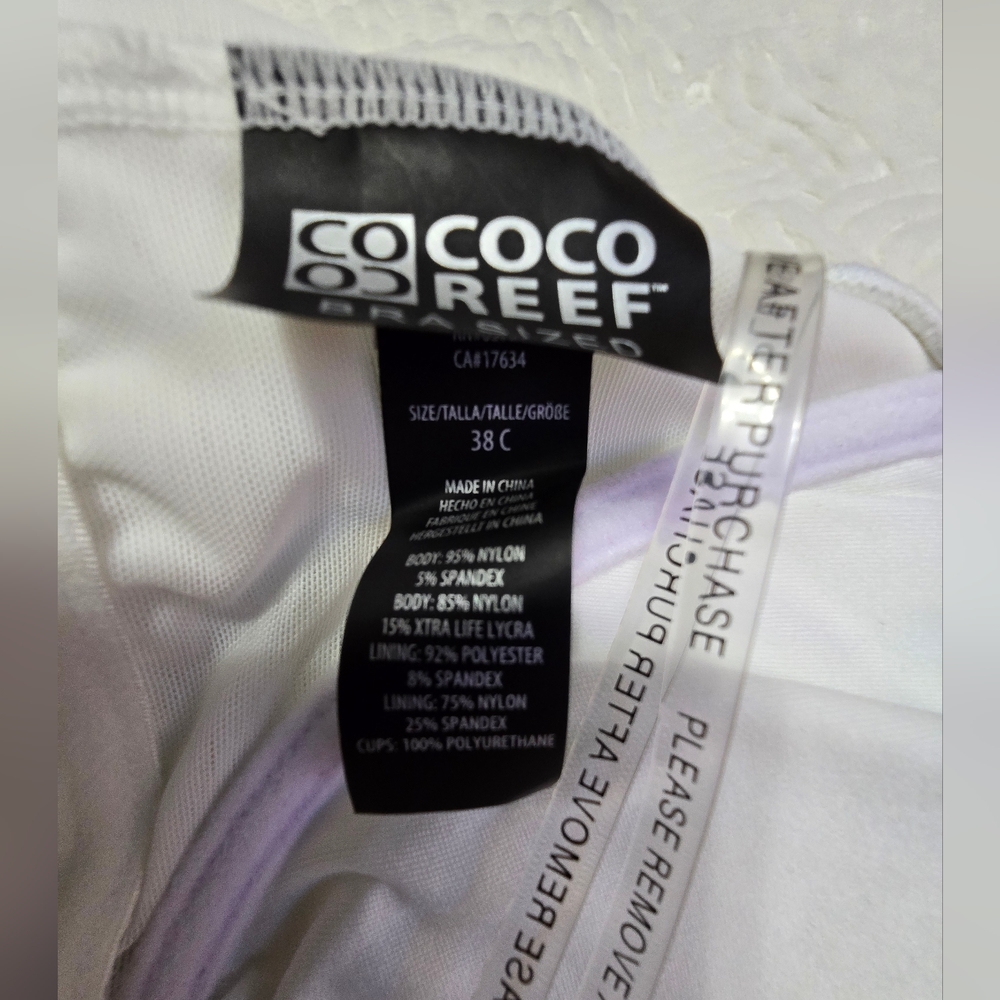 COCO REEF Aura Mesh Ruffle Bra Cropped Tankini Top High Neck. Size: 38 C - Picture 6 of 8